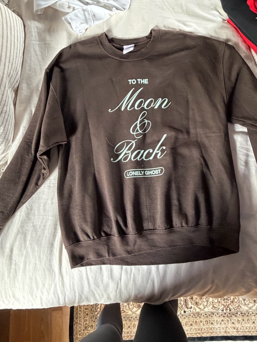 LONELY GHOST Black Crewneck with White Label